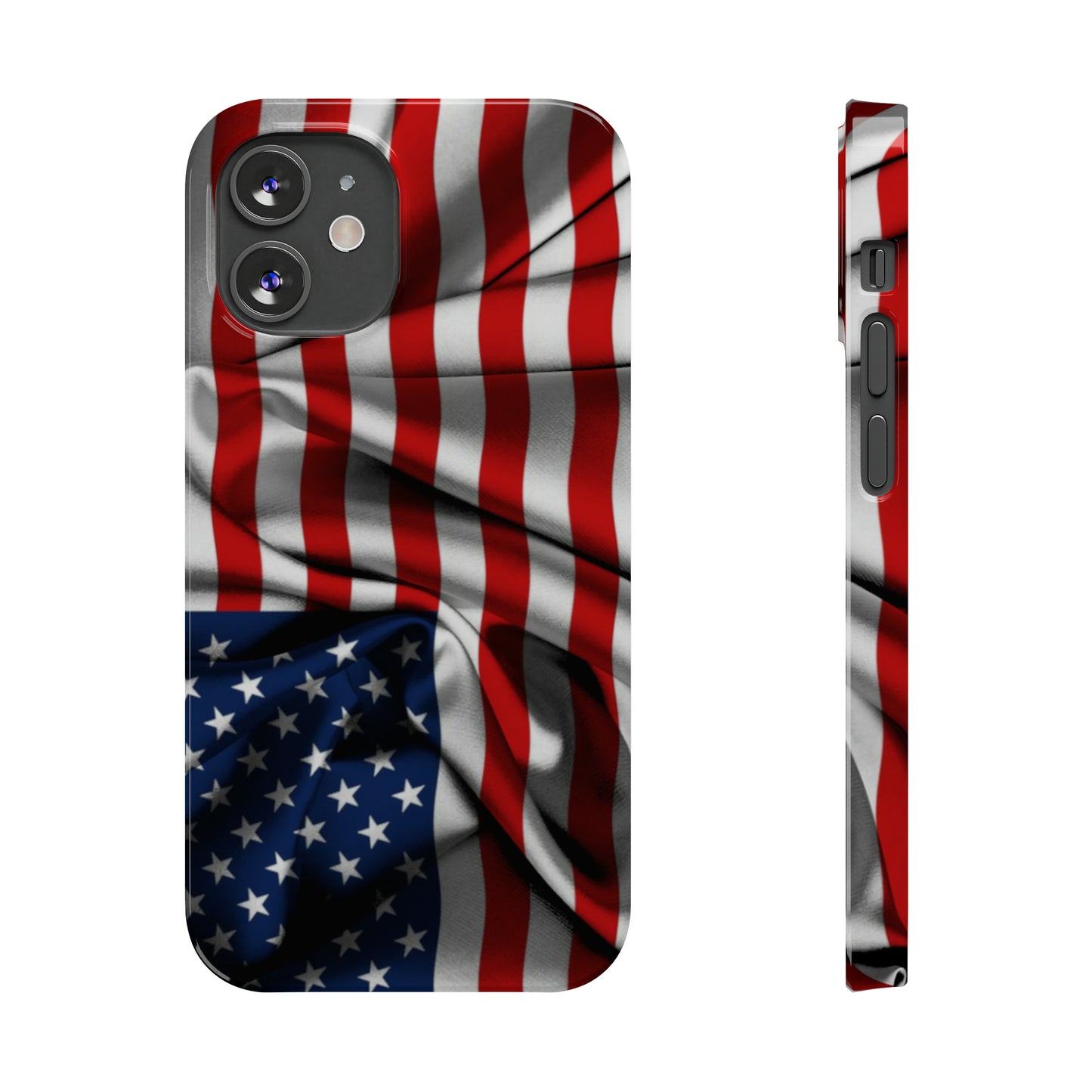 Proudly Unfurling: The American Flag Waves in Patriotic Splendor Iphone 15-12 Slim Phone Case