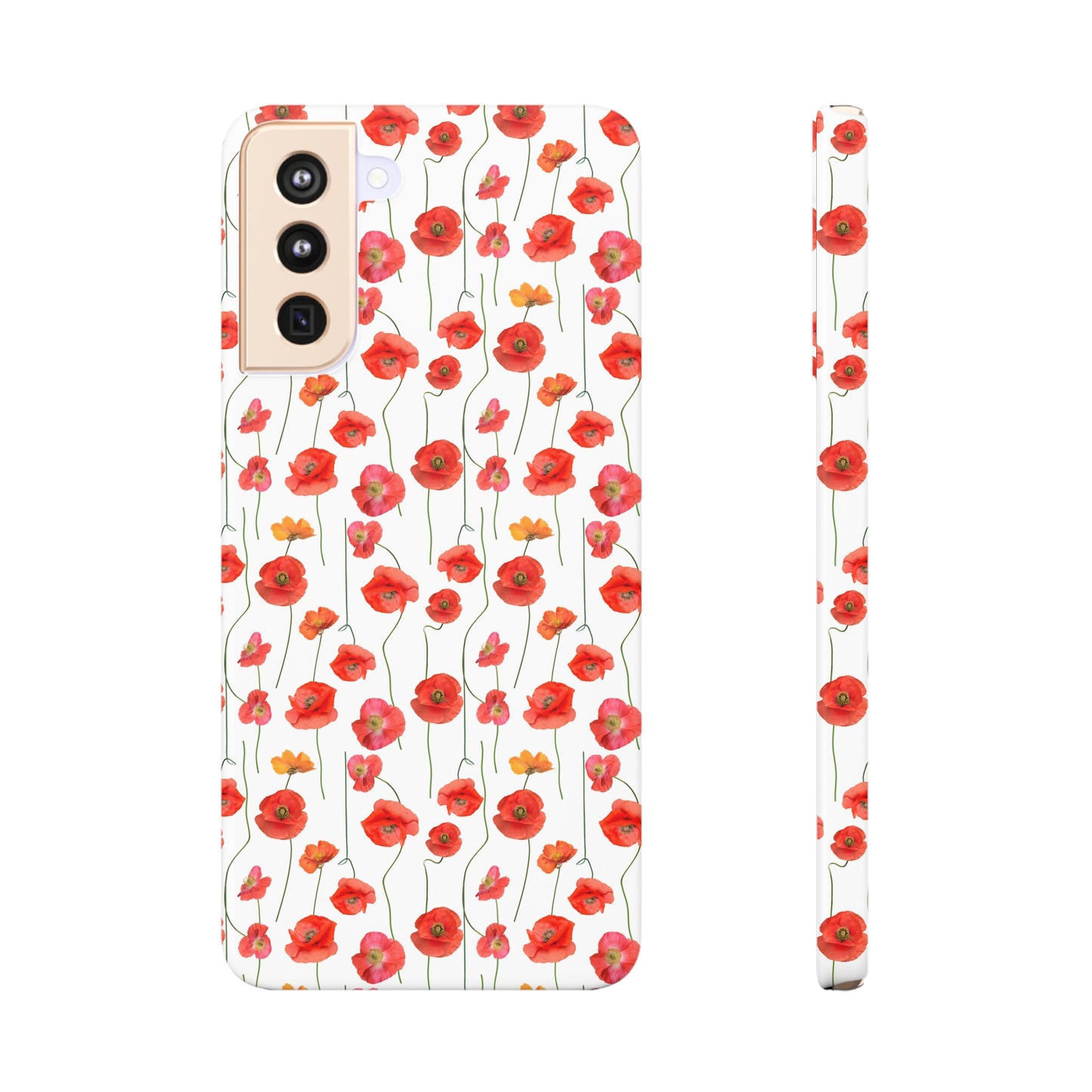 Vivid Elegance: Bright Red Poppies on a White Background Samsung Slim Cases