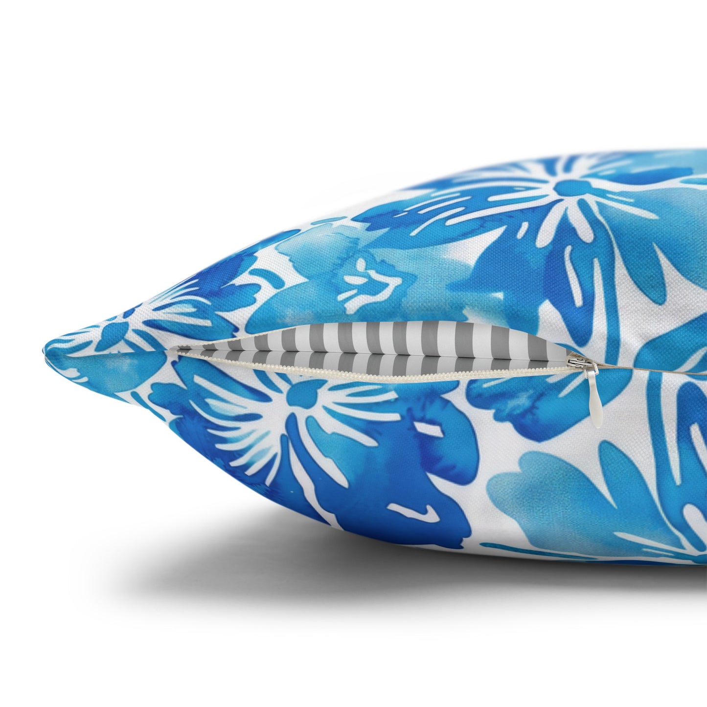 Tranquil Tropics: Soft Blue Tropical Flowers Spun Polyester Square Pillowcase 4 Sizes