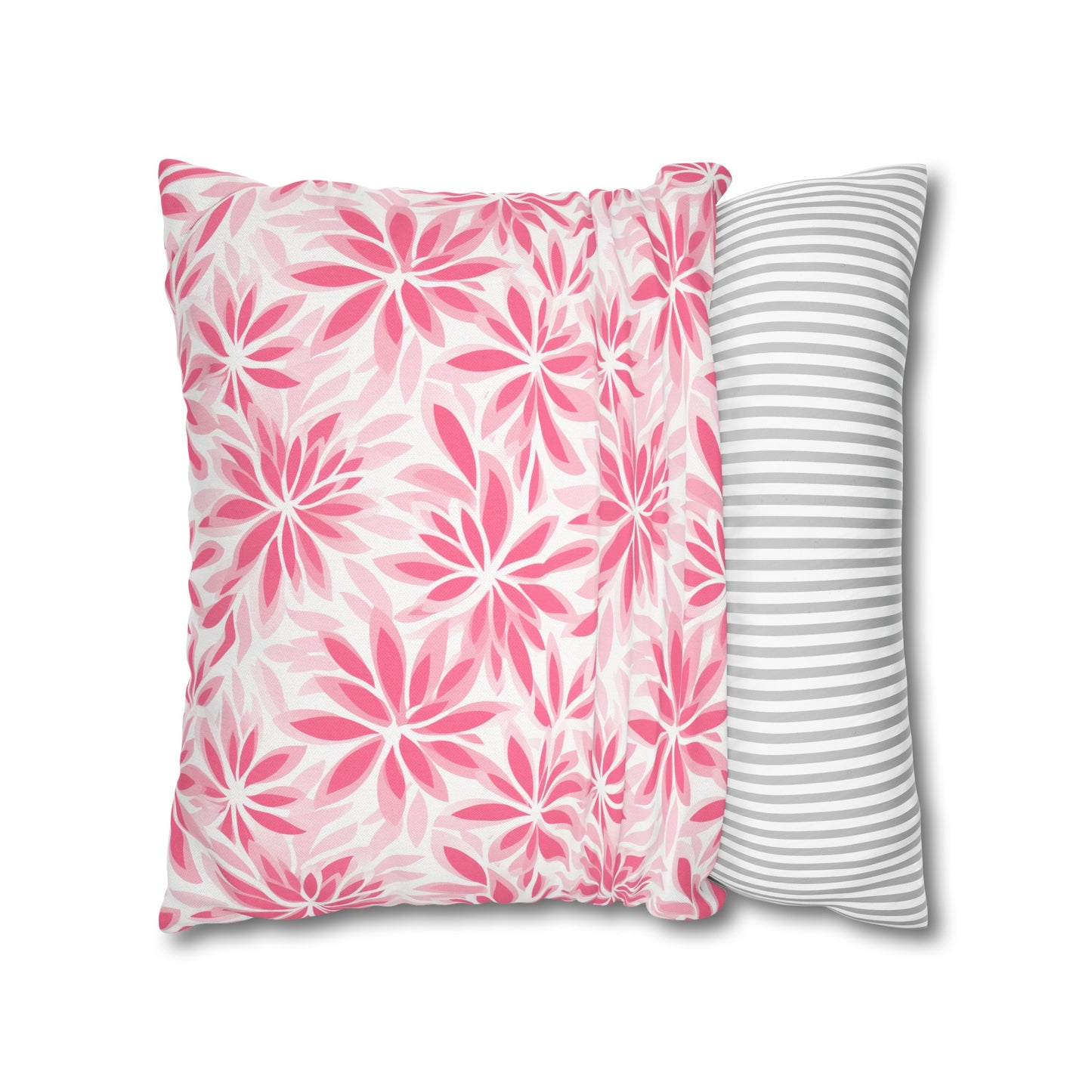 Blush Blooms Soft Pink Floral Pattern Spun Polyester Square Pillowcase 4 Sizes