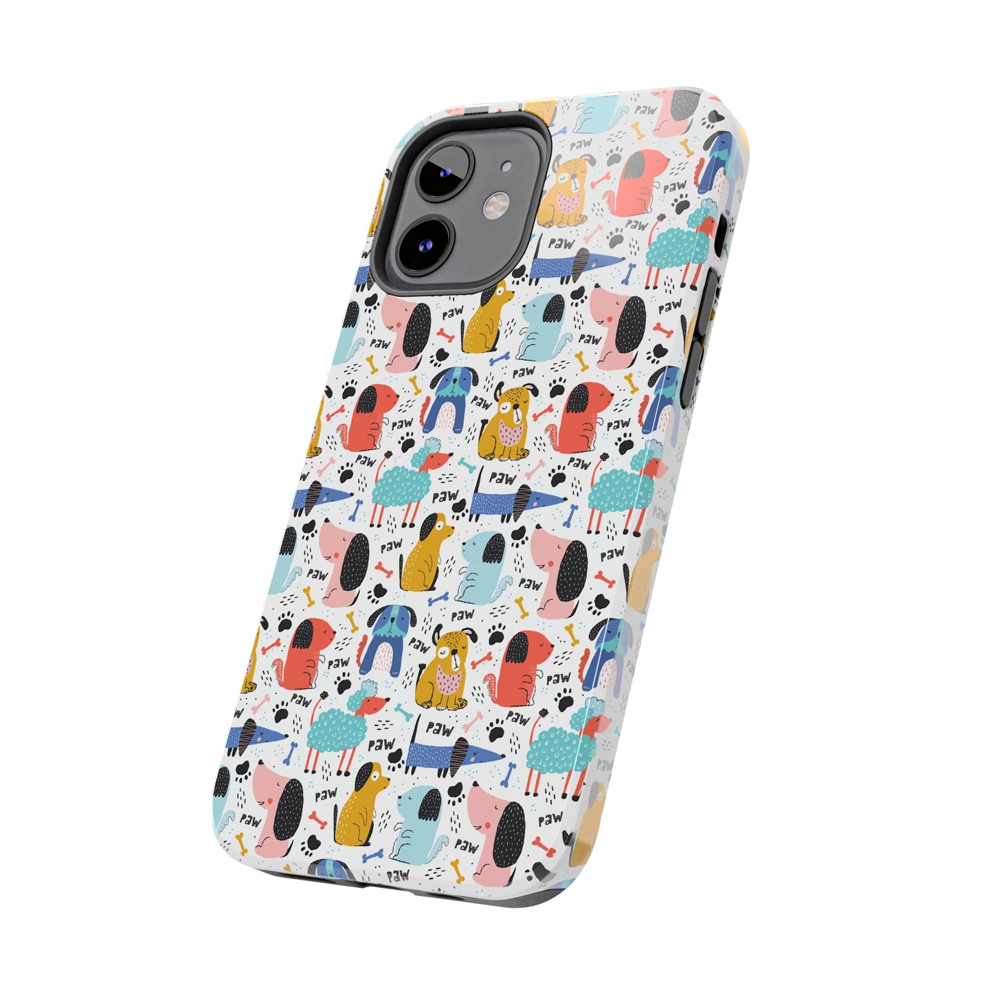 Playful Pups: Colorful Cartoon Dogs Iphone Tough Phone Case