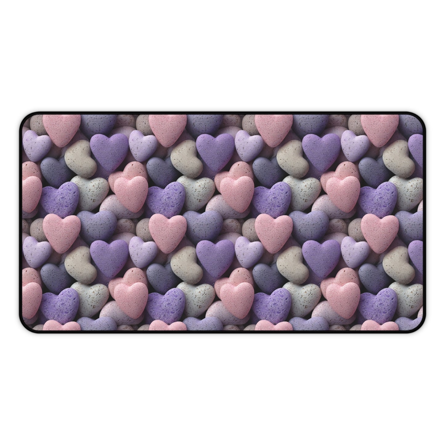 Hearts of Stone Deskmat , Rock Heart Desk Decoration, Floral Large Mousepad, Gaming Desk Mat, Desktop Accessory