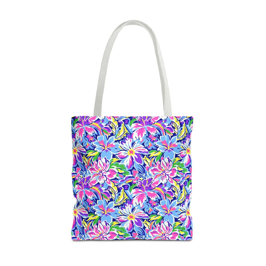 Tropical Burst: Vibrant Summer Flowers in Full Bloom Canvas Tote Bag 3 Sizes