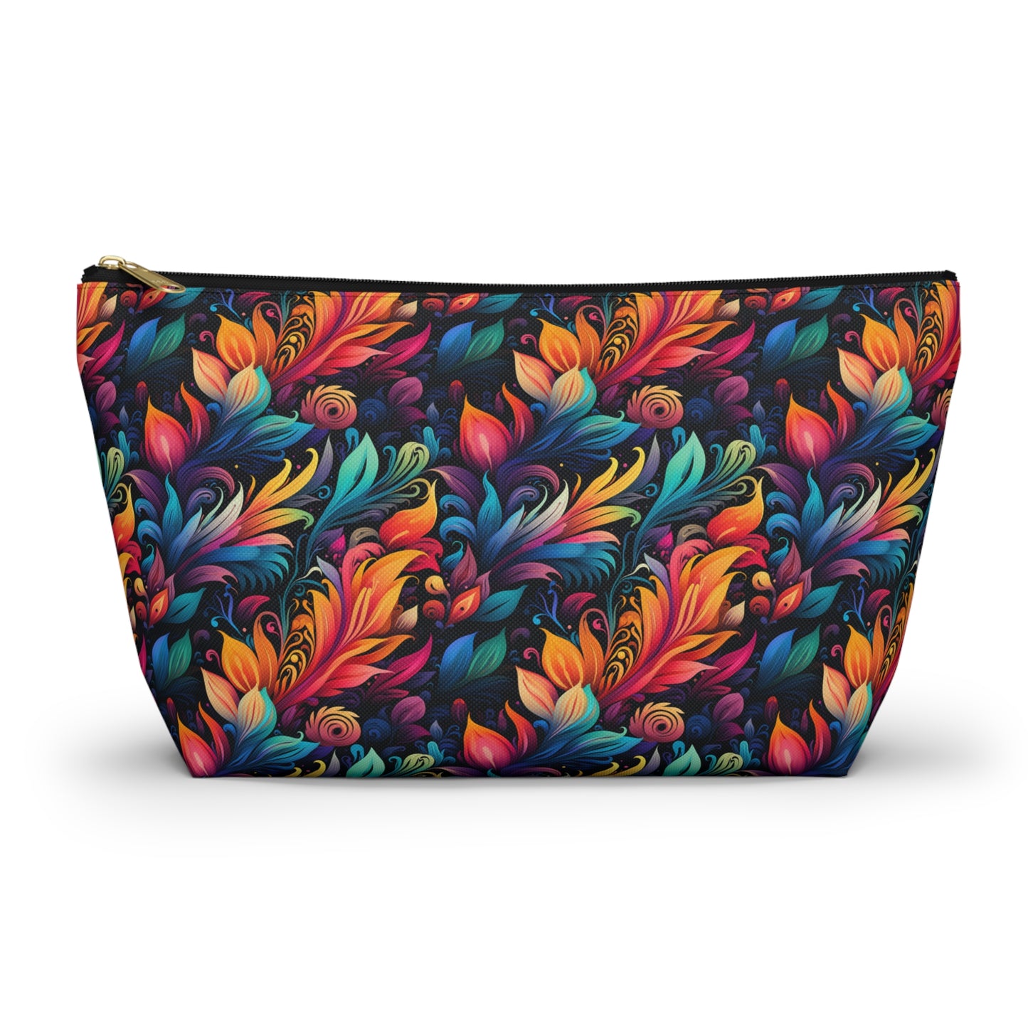 Mystical Neon Flowers and Leaves  - Makeup & Accessory Bag 2 Sizes