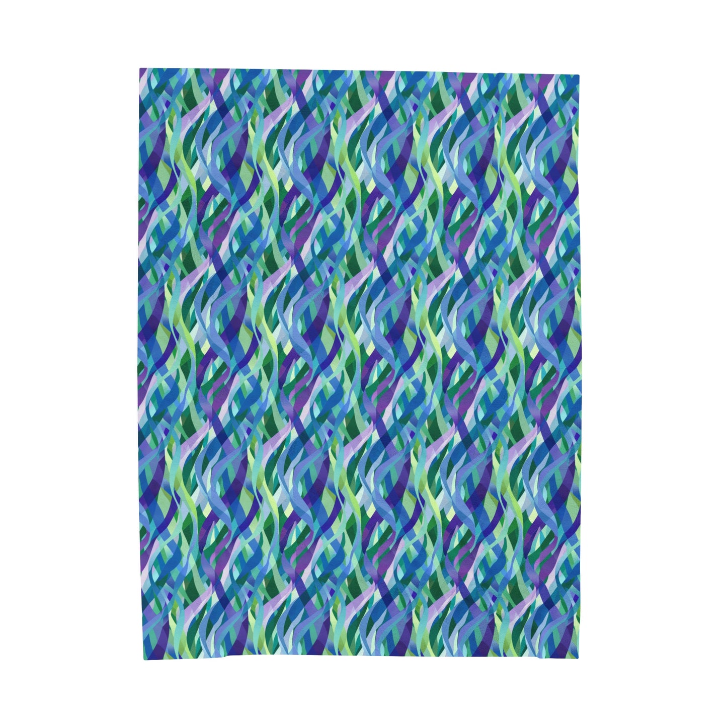 Vibrant Purple Blue and Green Ribbons Velveteen Plush Blanket 3 Sizes