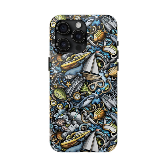 Sailing & Scuba Diving Fun Cartoon Design Iphone Tough Phone Case