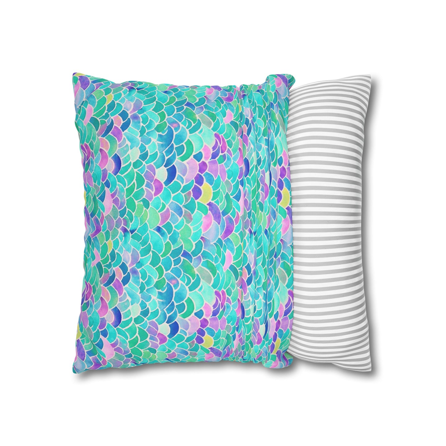 Pastel Seas: Mermaid Tail in Enchanting Pastel Hues Spun Polyester Square Pillowcase 4 Sizes