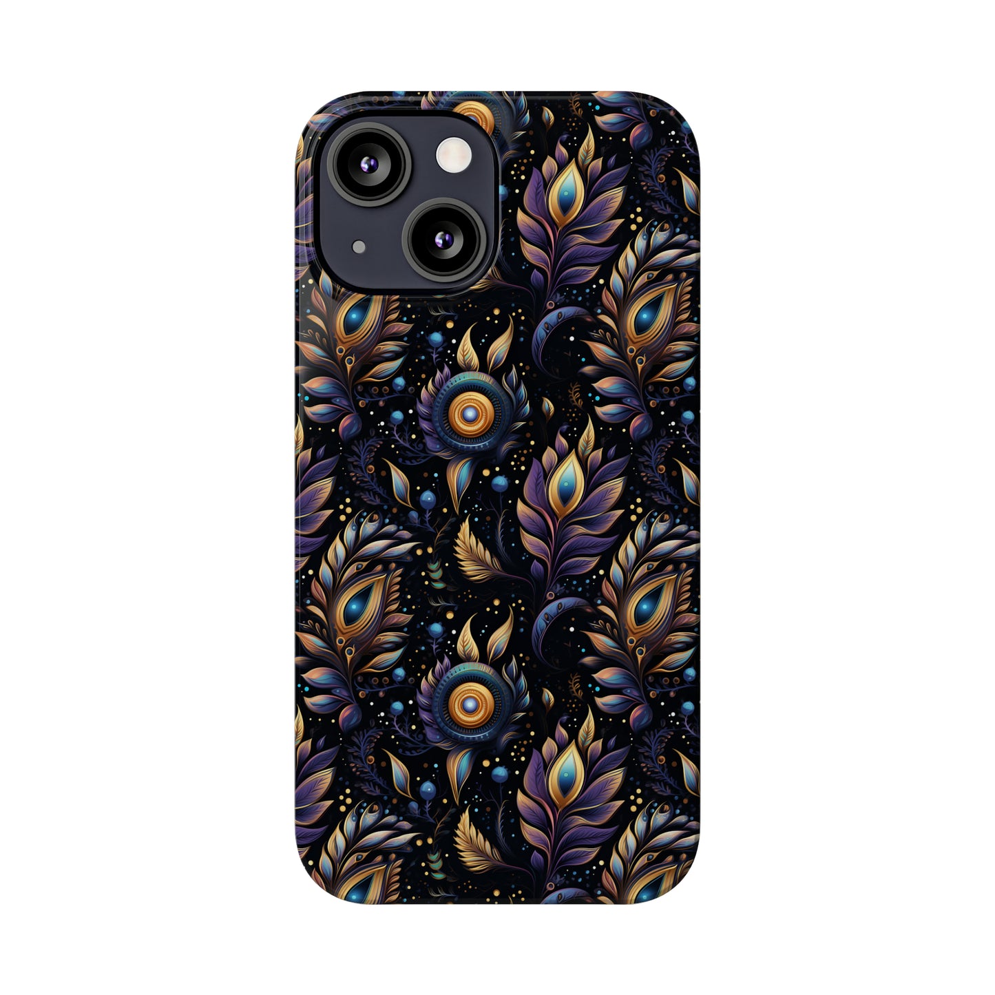 Mystical Enchanted Leaves and Celestial Stars Iphone 15-12 Slim Phone Case