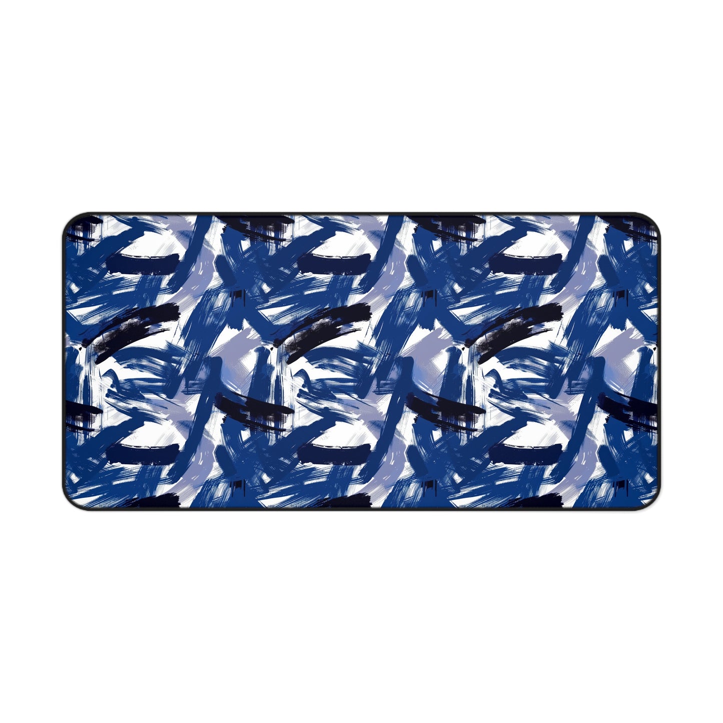 Midnight Frenzy Bold Abstract Brush Strokes in Shades of Deep Blue and White Gaming Mouse Pad  Desk Mat  - 3 Sizes