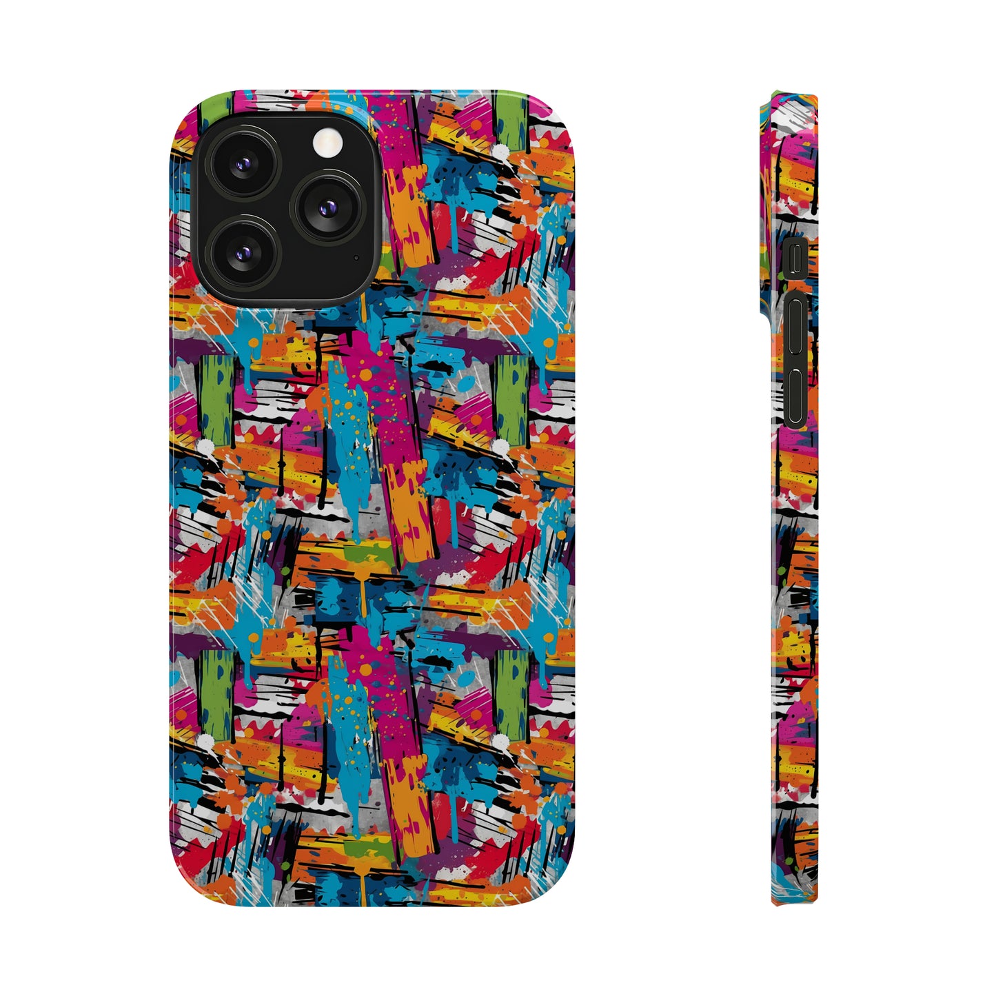 Abstract Brush Painted Colorful Design Iphone 15-12 Slim Phone Case