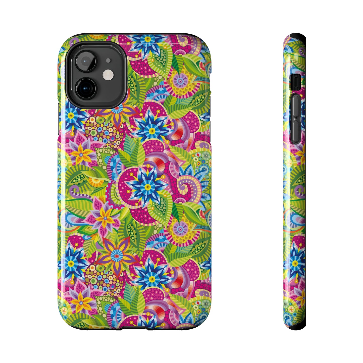 Vibrant Array of Abstract Flowers and Paisley in Rainbow Hues Iphone Tough Phone Case