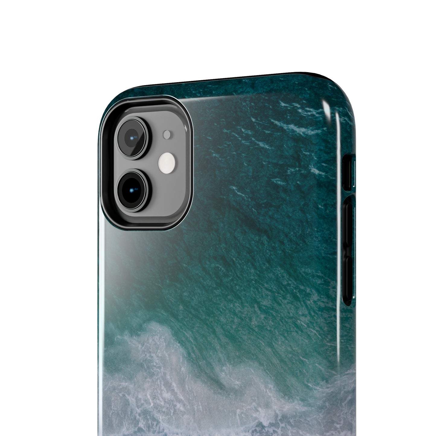 Ocean's Embrace: Deep Green Waters with White Waves Crashing onto the Beach Design Iphone Tough Phone Case