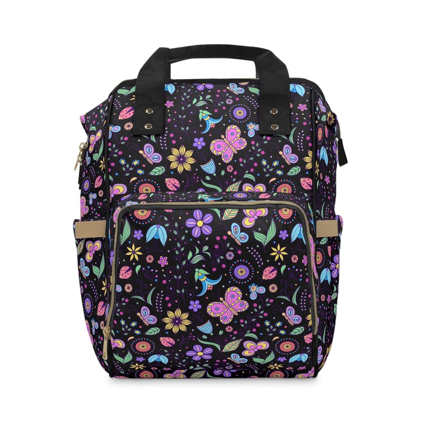 Youthful Whimsy: Kids' Hand-Drawn Butterflies and Flowers Multifunctional Diaper Backpack