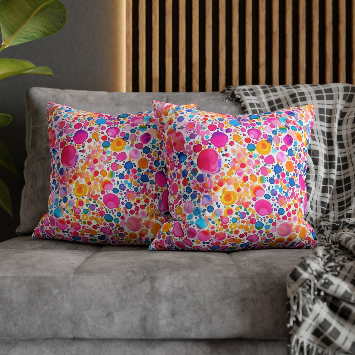 Prismatic Splatter: Rainbow Watercolor Explosion Spun Polyester Square Pillowcase 4 Sizes