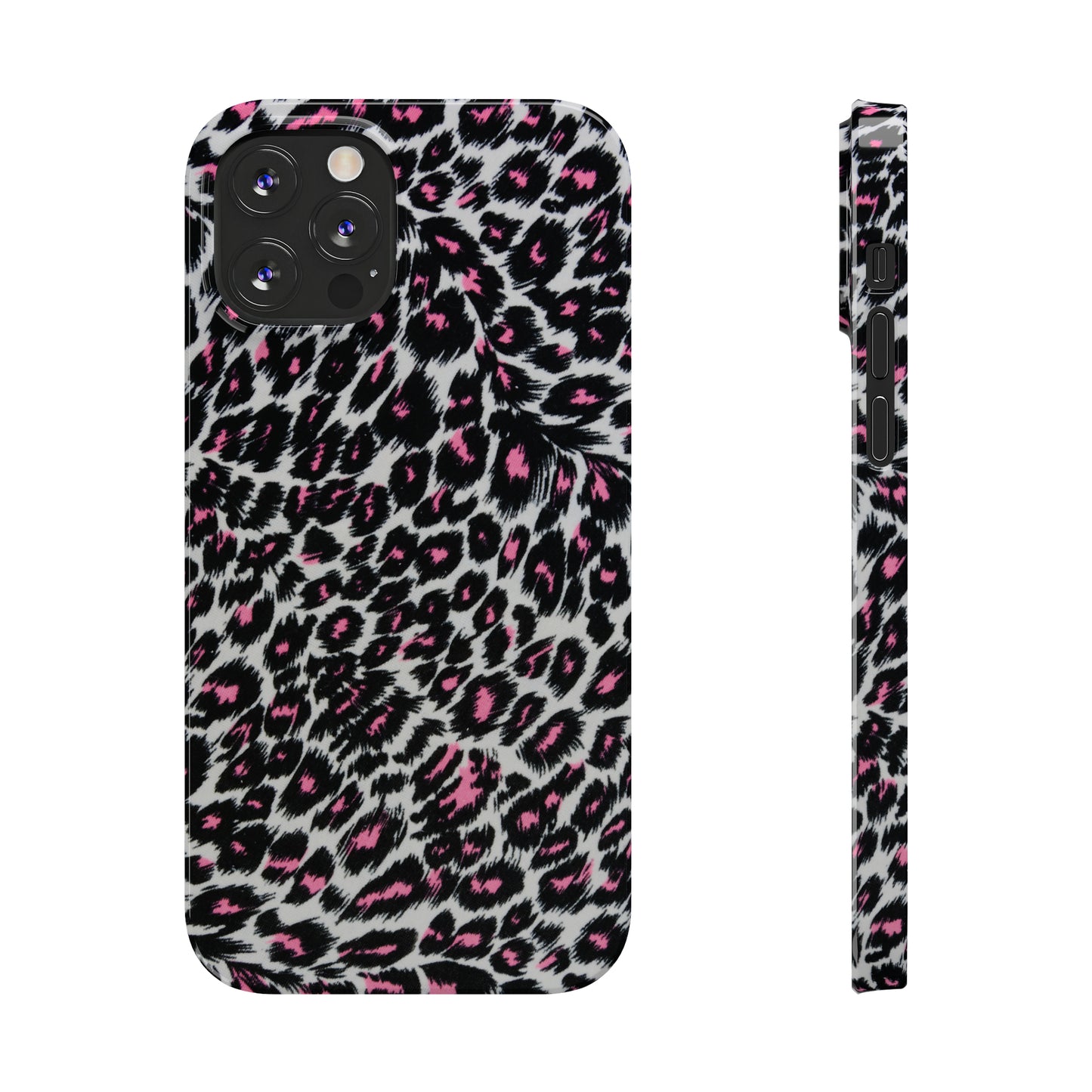 Fierce Femininity Pink and Black Leopard Print Iphone 15-12 Slim Phone Case