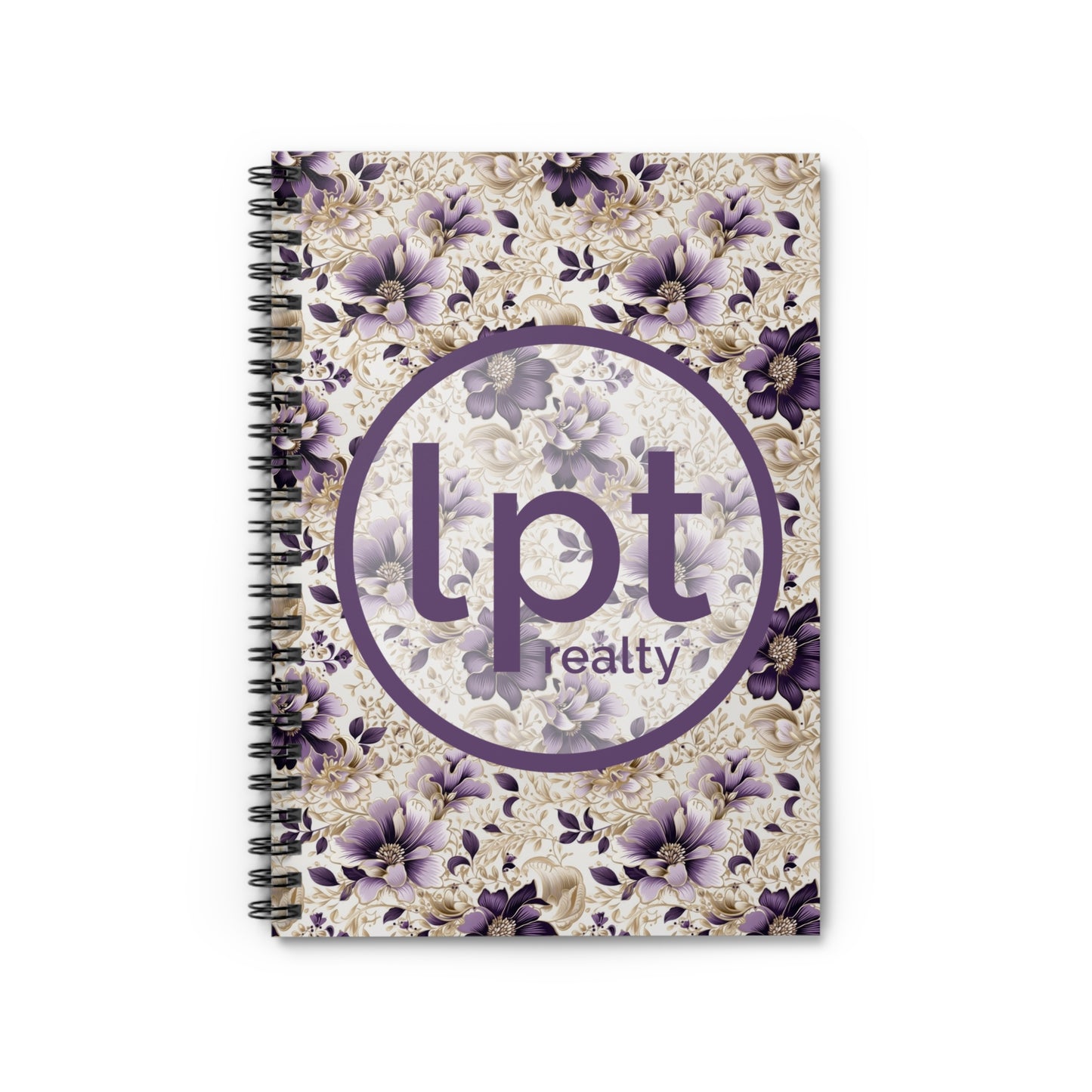 LPT Realty Logo Purple and Gold Floral Design - Spiral Notebook Ruled Line 6"x8"