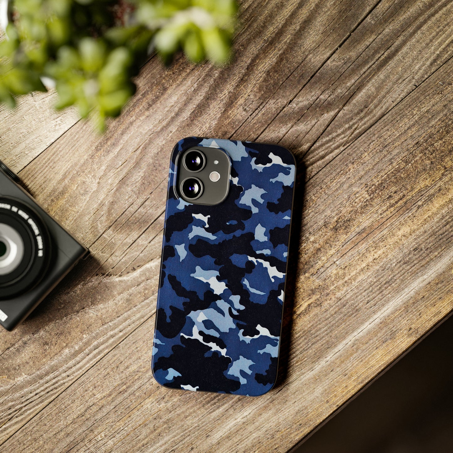 Deep Sea Concealment: Navy Blue Camouflage Iphone 15-12 Slim Phone Case