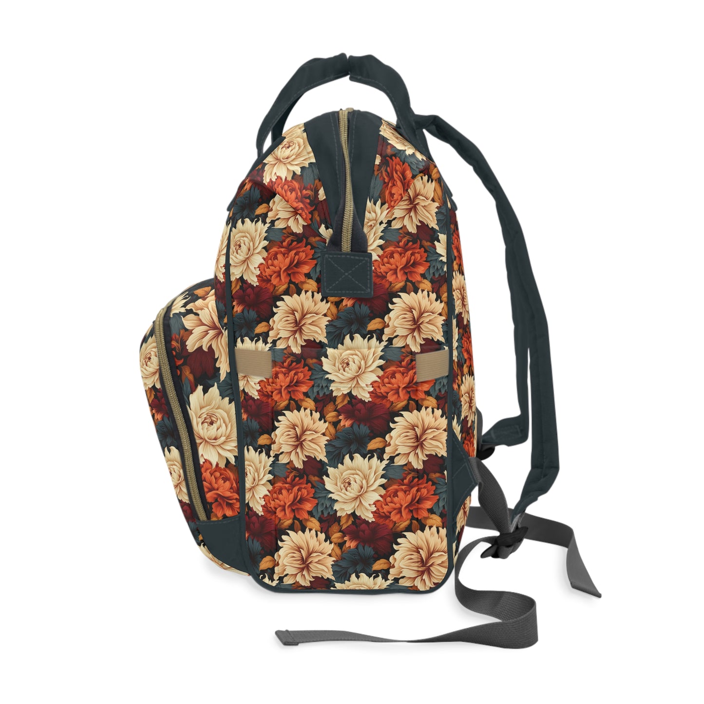 Autumn Elegance Vintage Floral Symphony in Rich Fall Colors Multifunctional Diaper Backpack