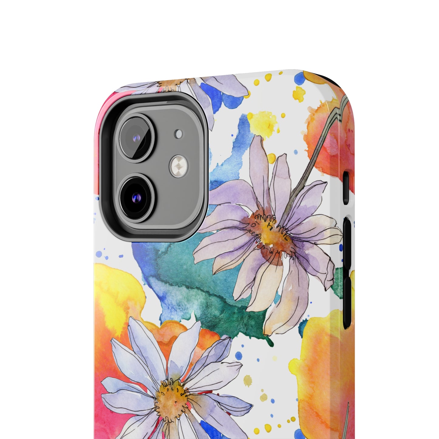 Large Colorful Watercolor Daisy Design Iphone Tough Phone Case