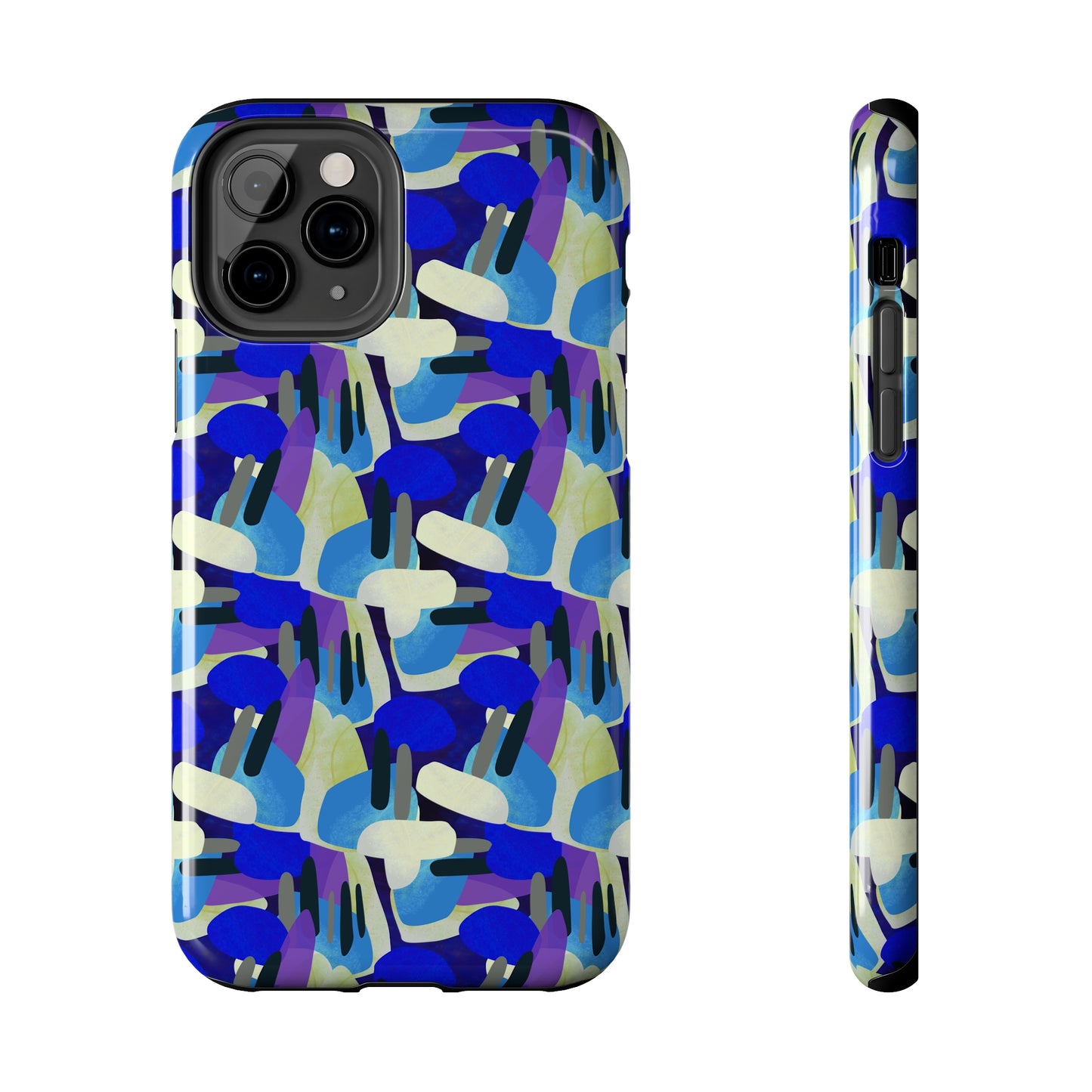 Blue, Purple and Green Abstract Design Iphone Tough Phone Case