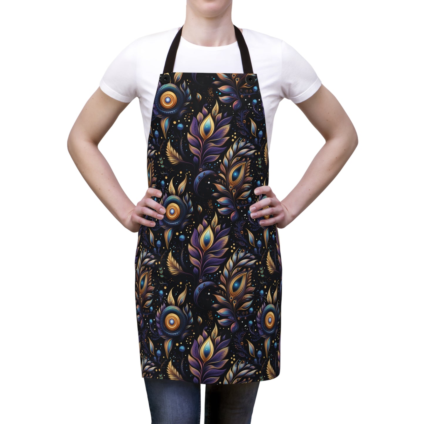 Mystical Enchanted Leaves and Celestial Stars - Kitchen Chef Apron