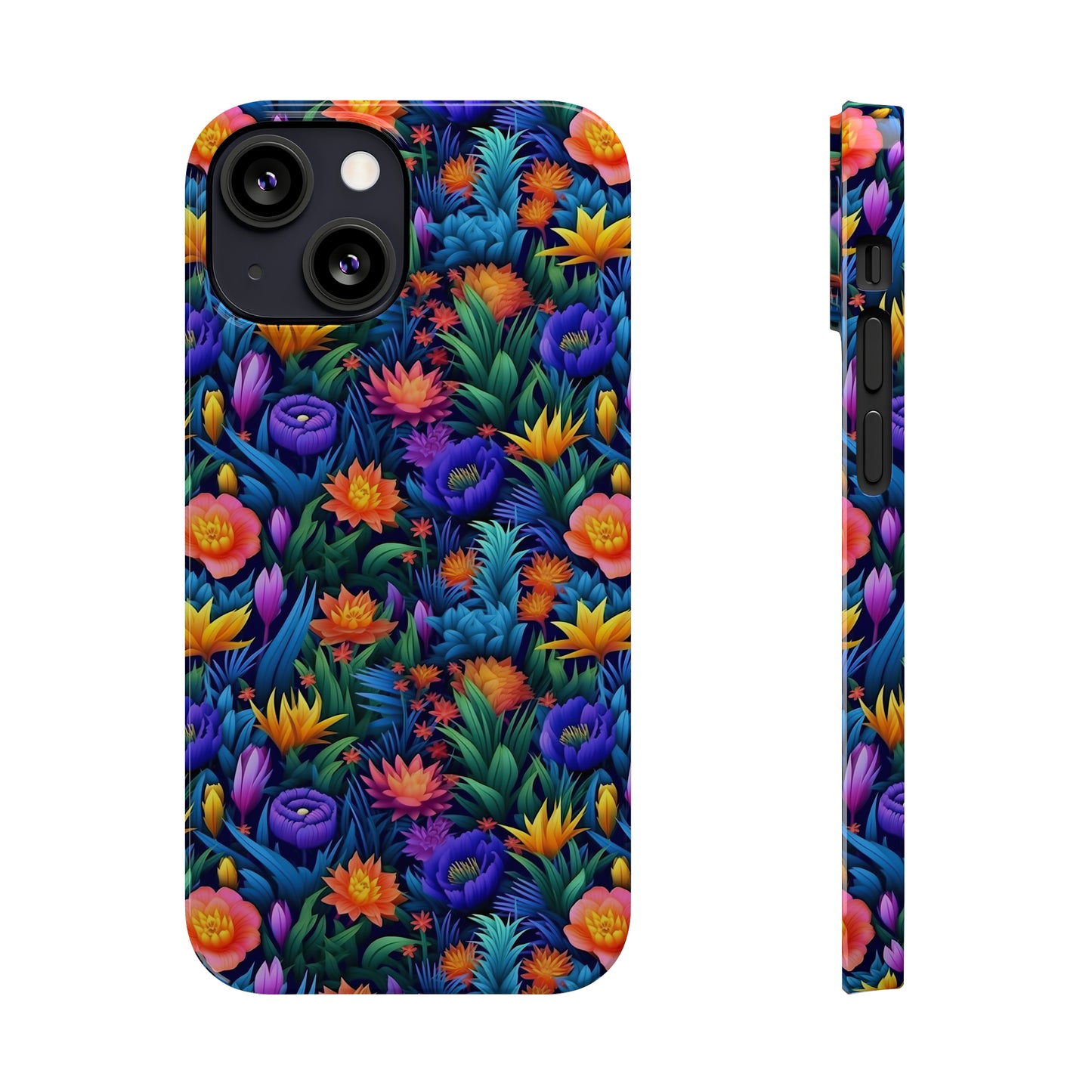 3D Tropical Bright Flowers Iphone 15-12 Slim Phone Case