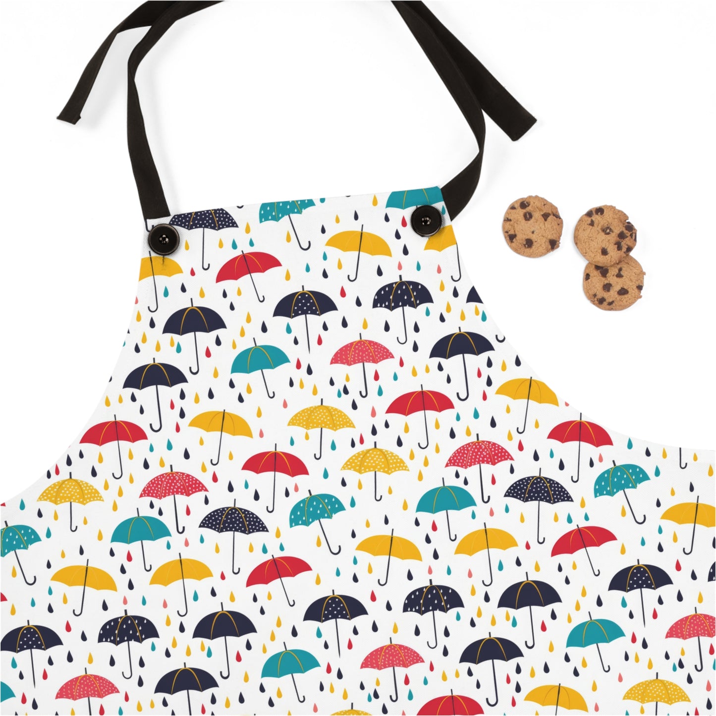 April Showers Parade in A Cheerful Dance of Colorful Umbrellas and Playful Raindrops Kitchen Chef Apron