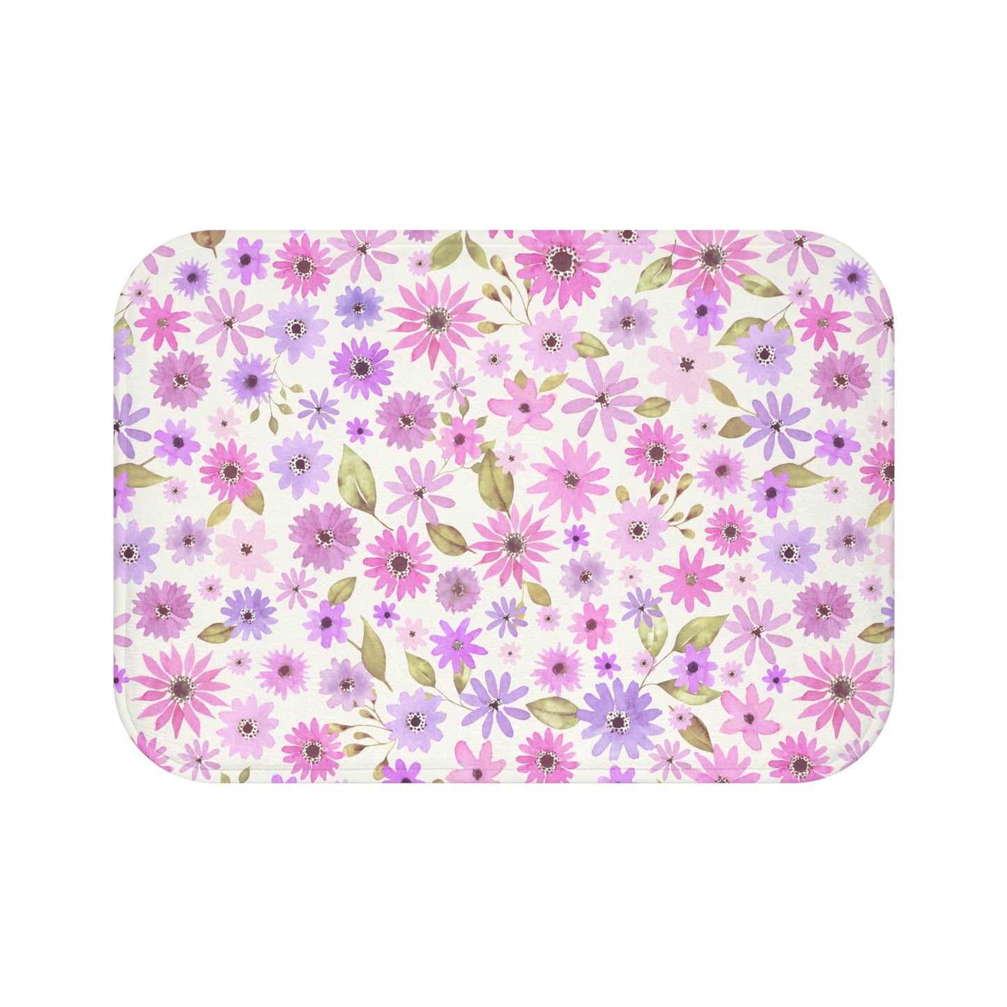 Pink and Purple Flower Design  - Bathroom Non-Slip Mat 2 Sizes