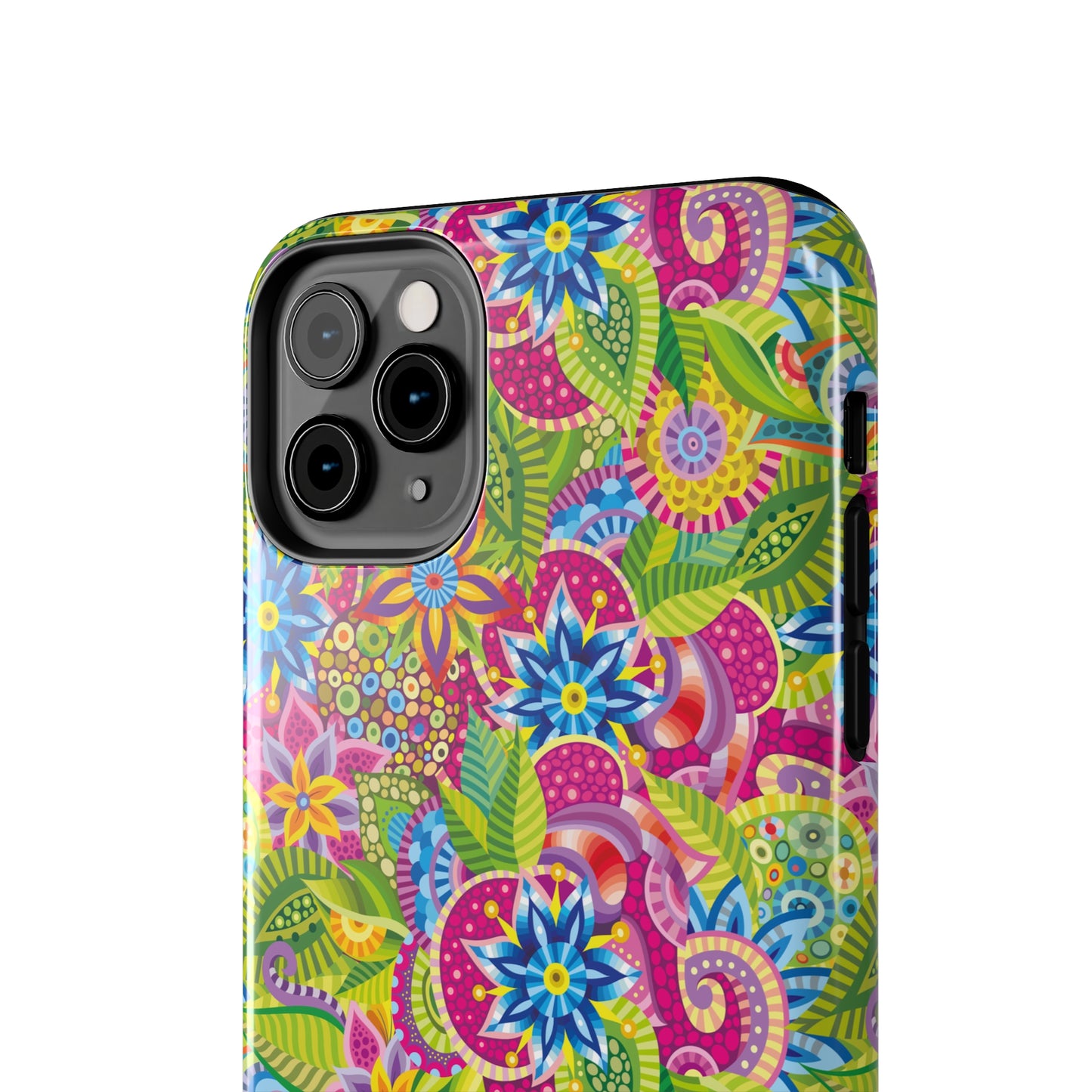 Vibrant Array of Abstract Flowers and Paisley in Rainbow Hues Iphone Tough Phone Case