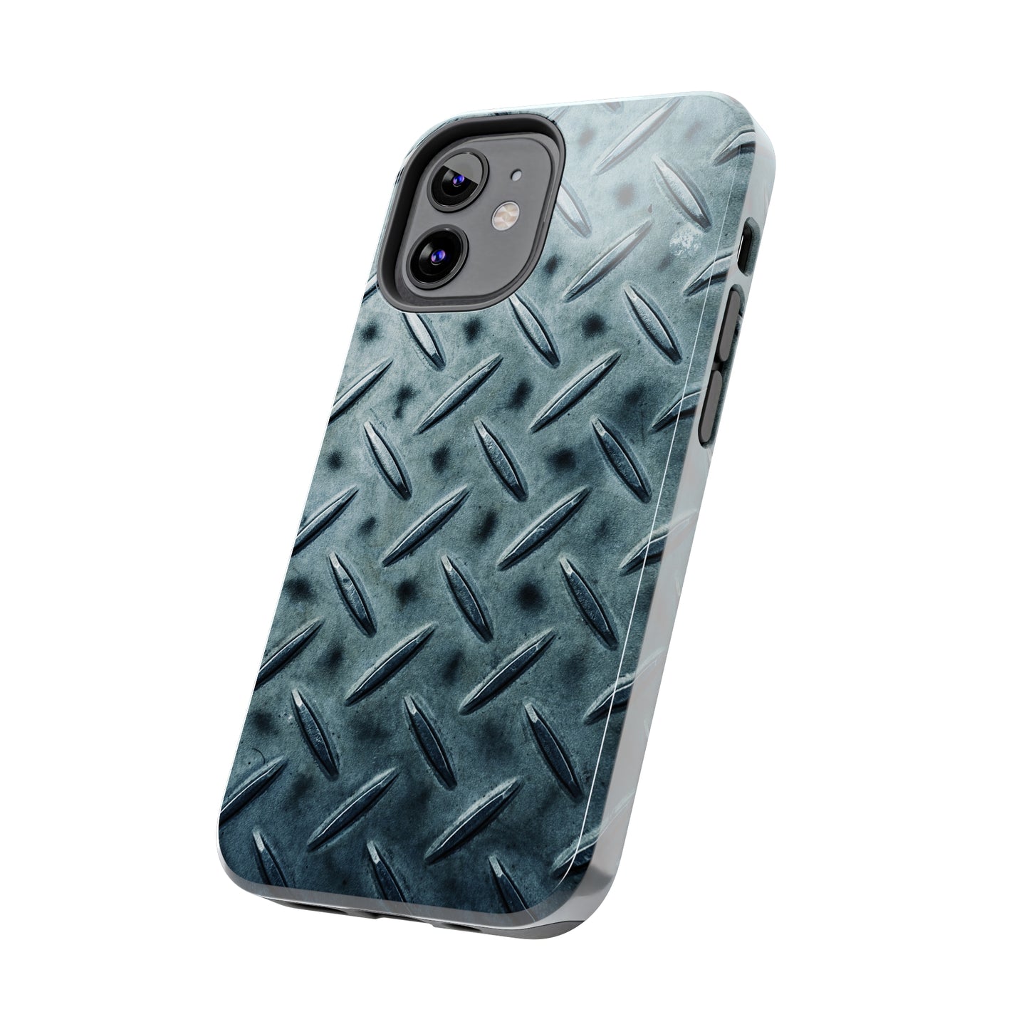 Blue Steel Diamond Plate Design Iphone Tough Phone Case