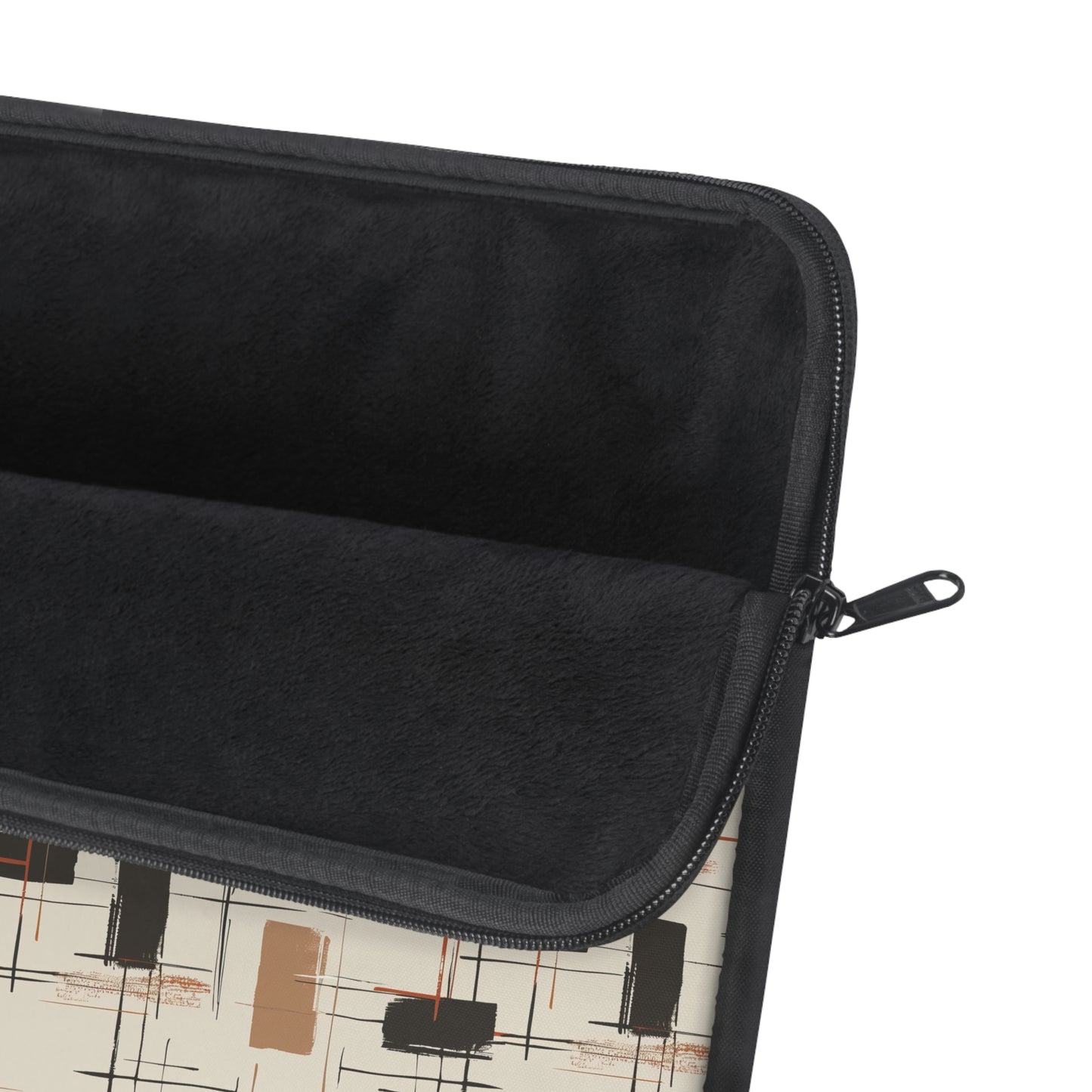 Modern Artistry in Bold and Minimalistic Pattern in a Palette of Black, Dark Orange, and Beige Laptop or Ipad Protective Sleeve 3 Sizes Available