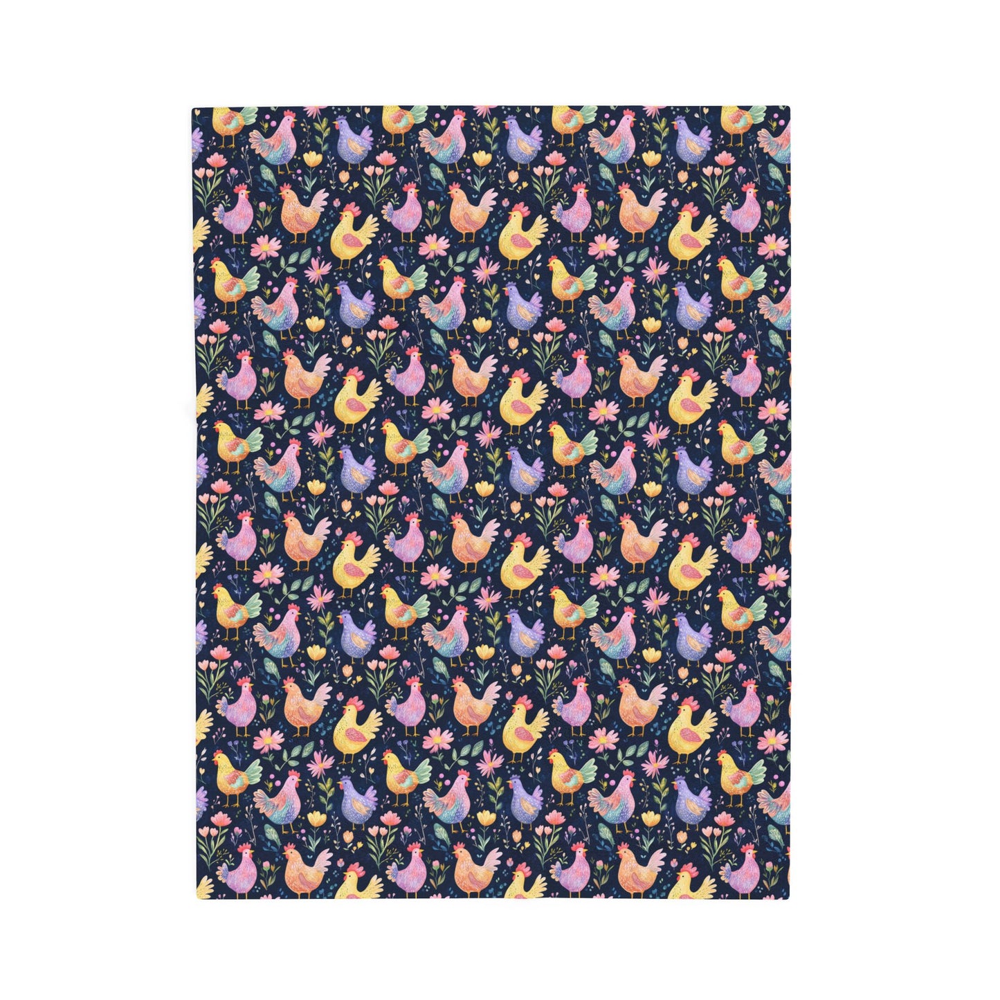 Cute Chicken Farm Flock Springtime Flowers Crazy Chickens Velveteen Plush Blanket 3 Sizes