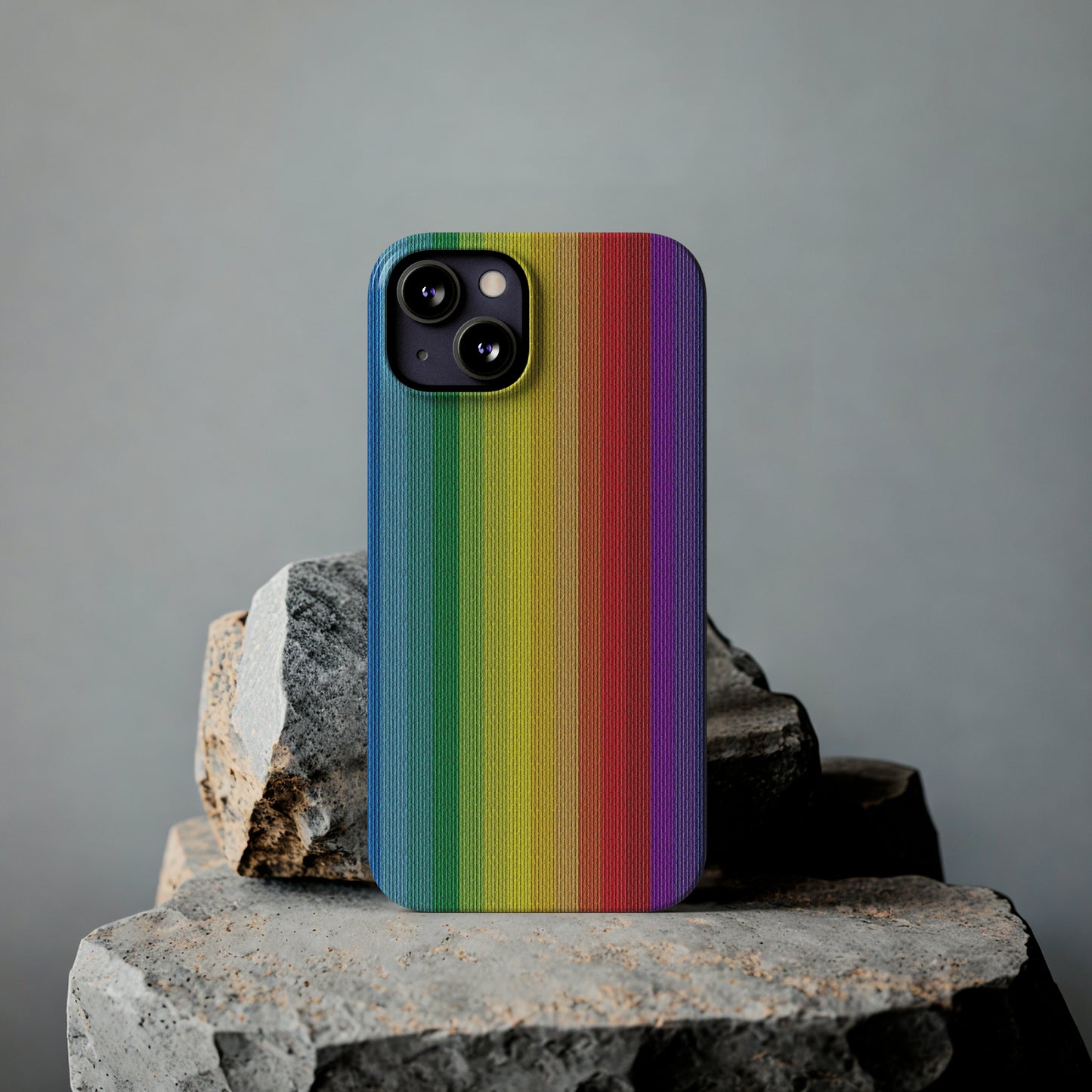 Rainbow Stripe Design Iphone 15-12 Slim Phone Case