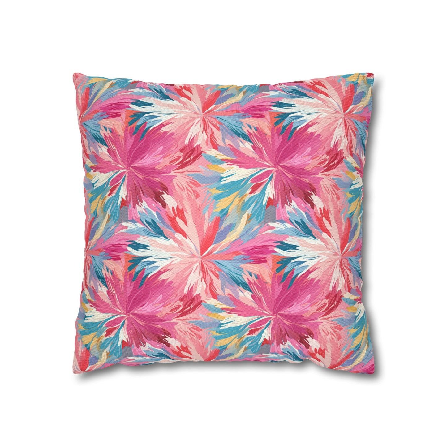 Whispering Sunset: Muted Pinks, Blues, and Gold Watercolor Flowers Spun Polyester Square Pillowcase 4 Sizes