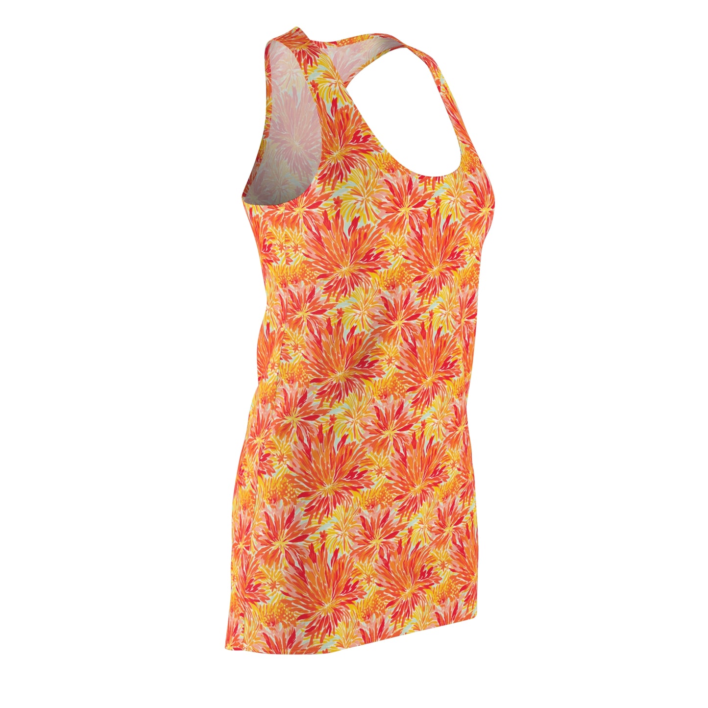 Golden Citrus Blooms: Vibrant Orange and Yellow Watercolor Flowers Women's Racerback Dress XS - 2XL