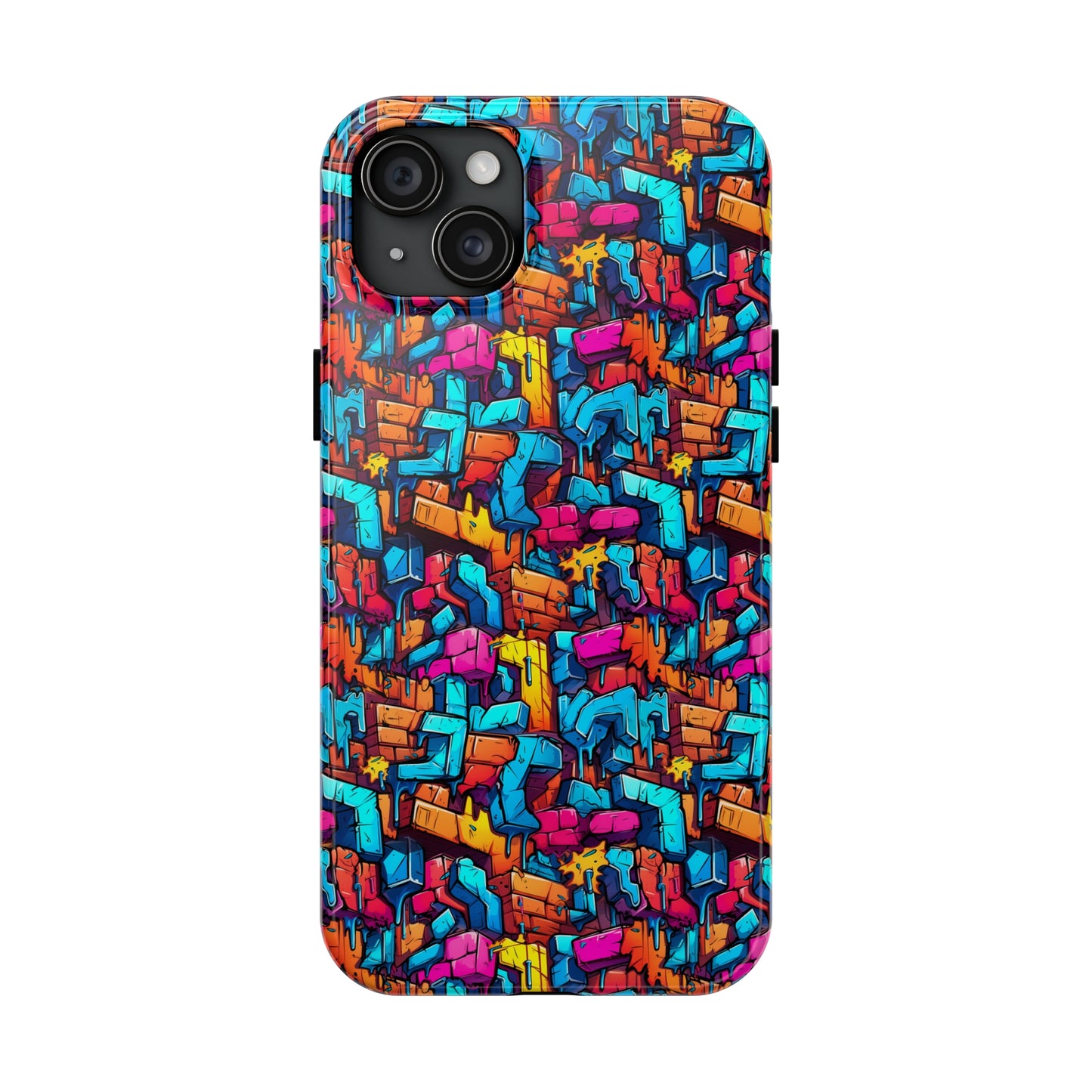 3D Rainbow Colored Graphic Blocks Design Iphone Tough Phone Case