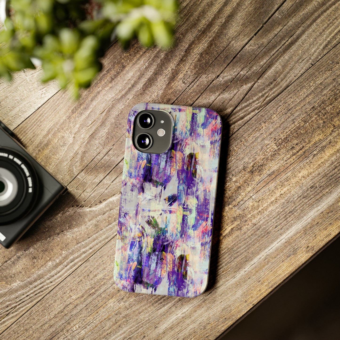 Purple Spring Painted Abstract Iphone 15-12 Slim Phone Case