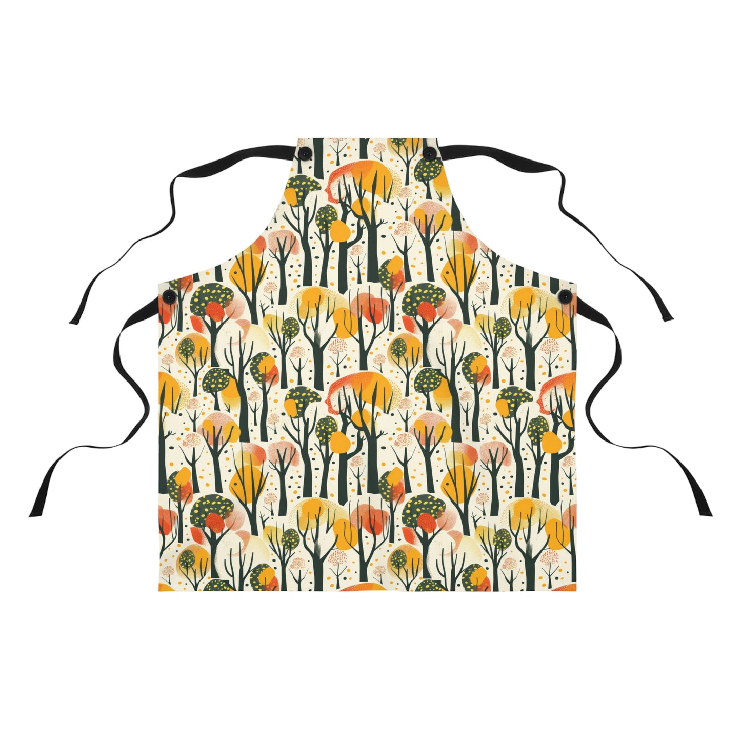 Enchanted Forest of Yellow and Orange Trees on a Speckled Cream Background Kitchen Chef Apron