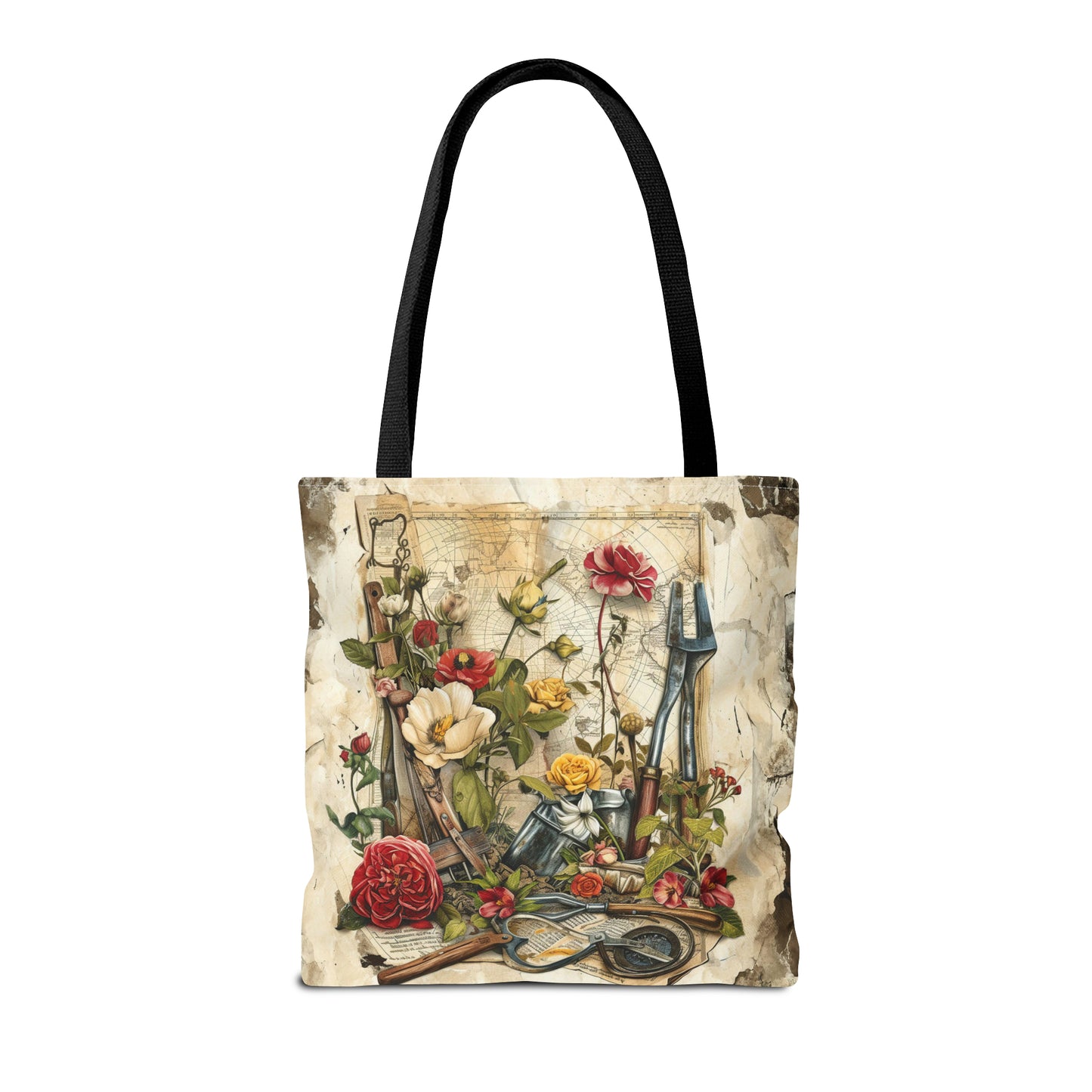 Green Thumb Essentials: Gardener's Tools and Planting Flowers Canvas Tote Bag - 3 Sizes