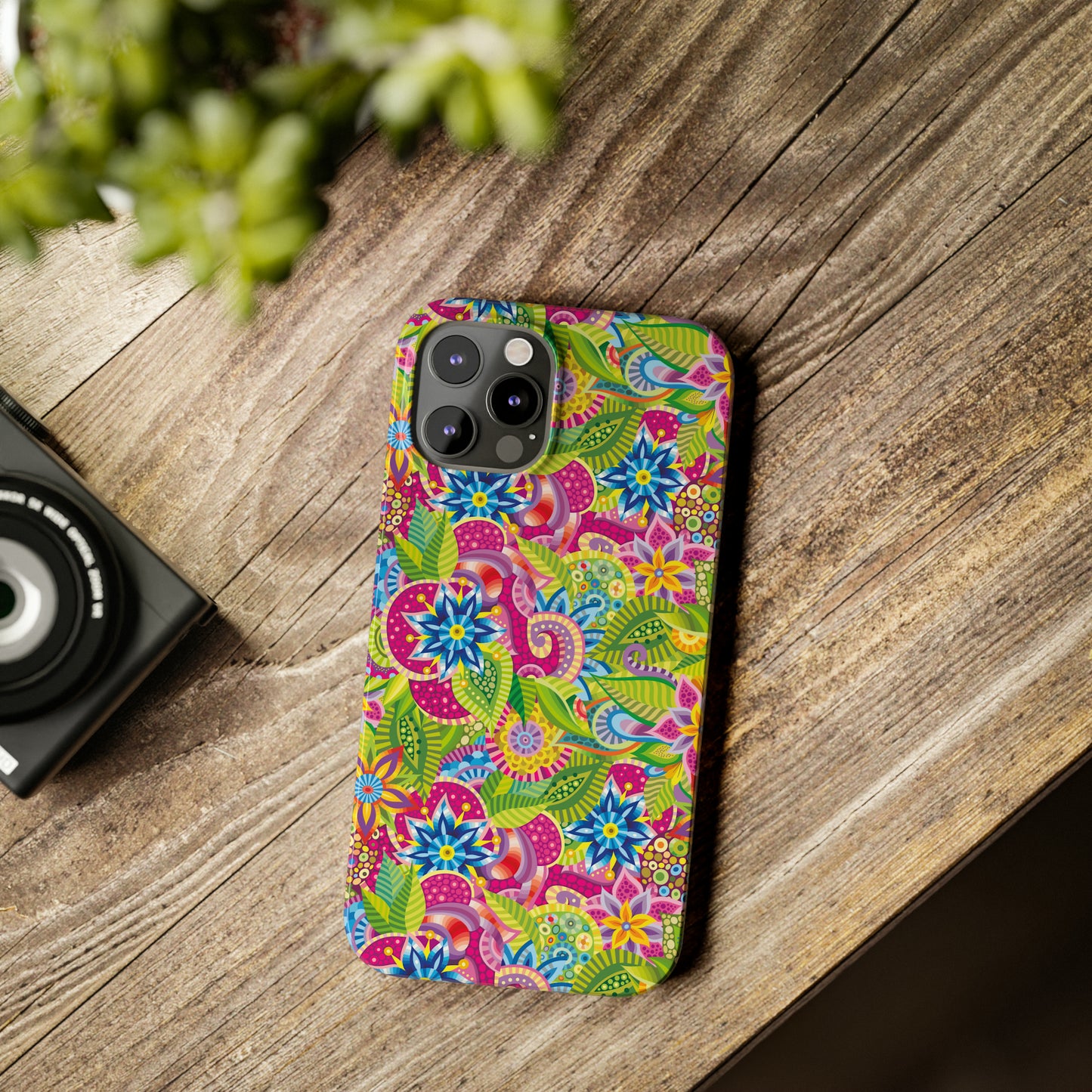 Vibrant Array of Abstract Flowers and Paisley in Rainbow Hues Iphone 15-12 Slim Phone Case