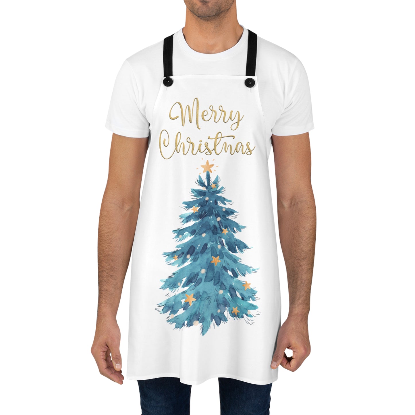 Merry Christmas and Christmas Tree - Kitchen Chef Apron