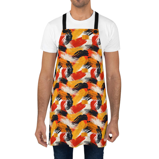 Bold Autumn Brushstroke Abstract Pattern Kitchen Chef Apron