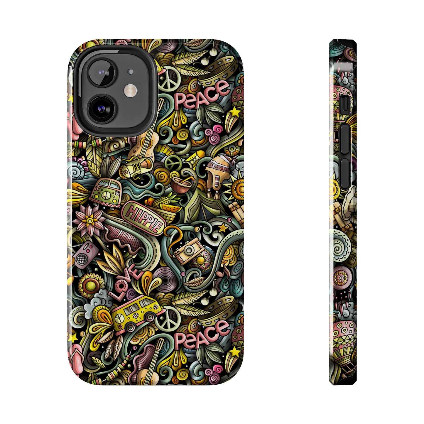 Peace, Love & VW Fun Cartoon Design Iphone Tough Phone Case