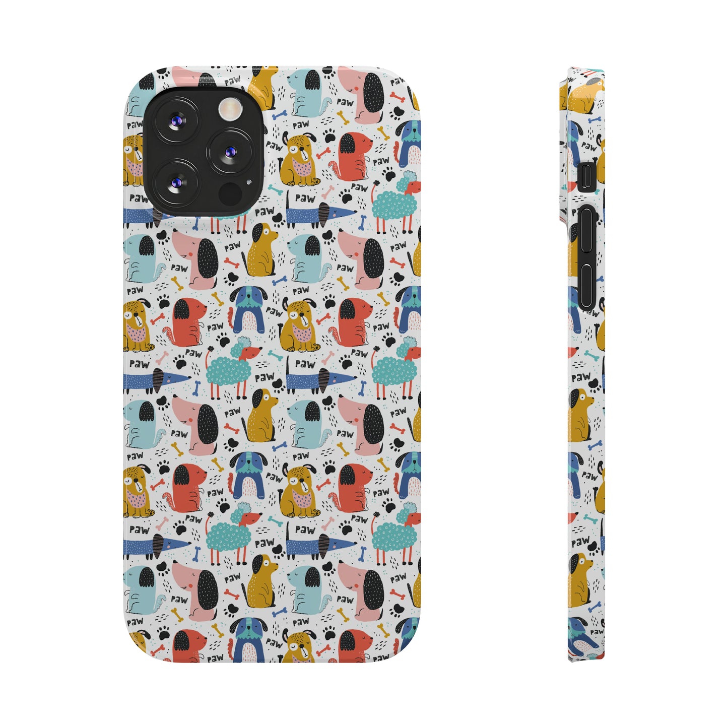 Playful Pups: Colorful Cartoon Dogs Iphone 15-12 Slim Phone Case