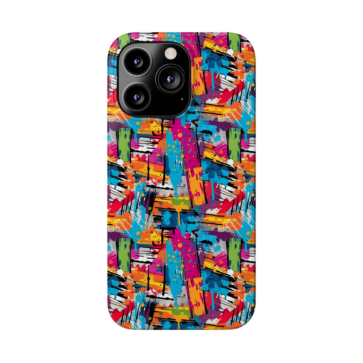 Abstract Brush Painted Colorful Design Iphone 15-12 Slim Phone Case