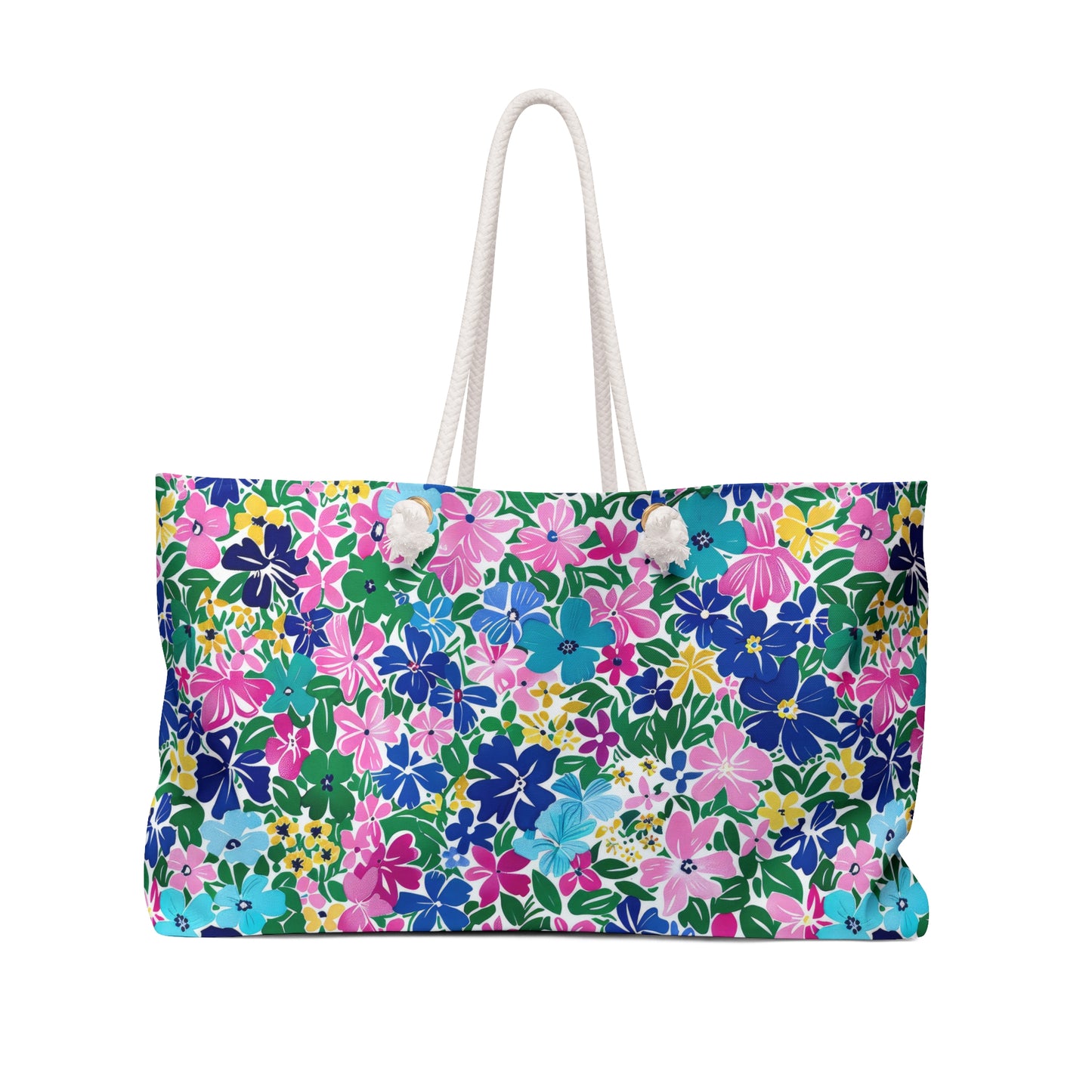 Rainbow Blooms: Vibrant Multi-color Watercolor Flowers in Full Bloom Oversized Weekender Bag