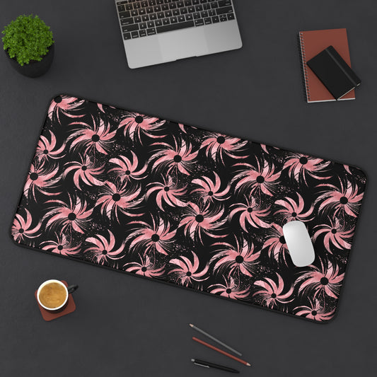 Stellar Blooms of Cosmic Pink on Midnight Black Design Gaming Mouse Pad  Desk Mat  - 3 Sizes