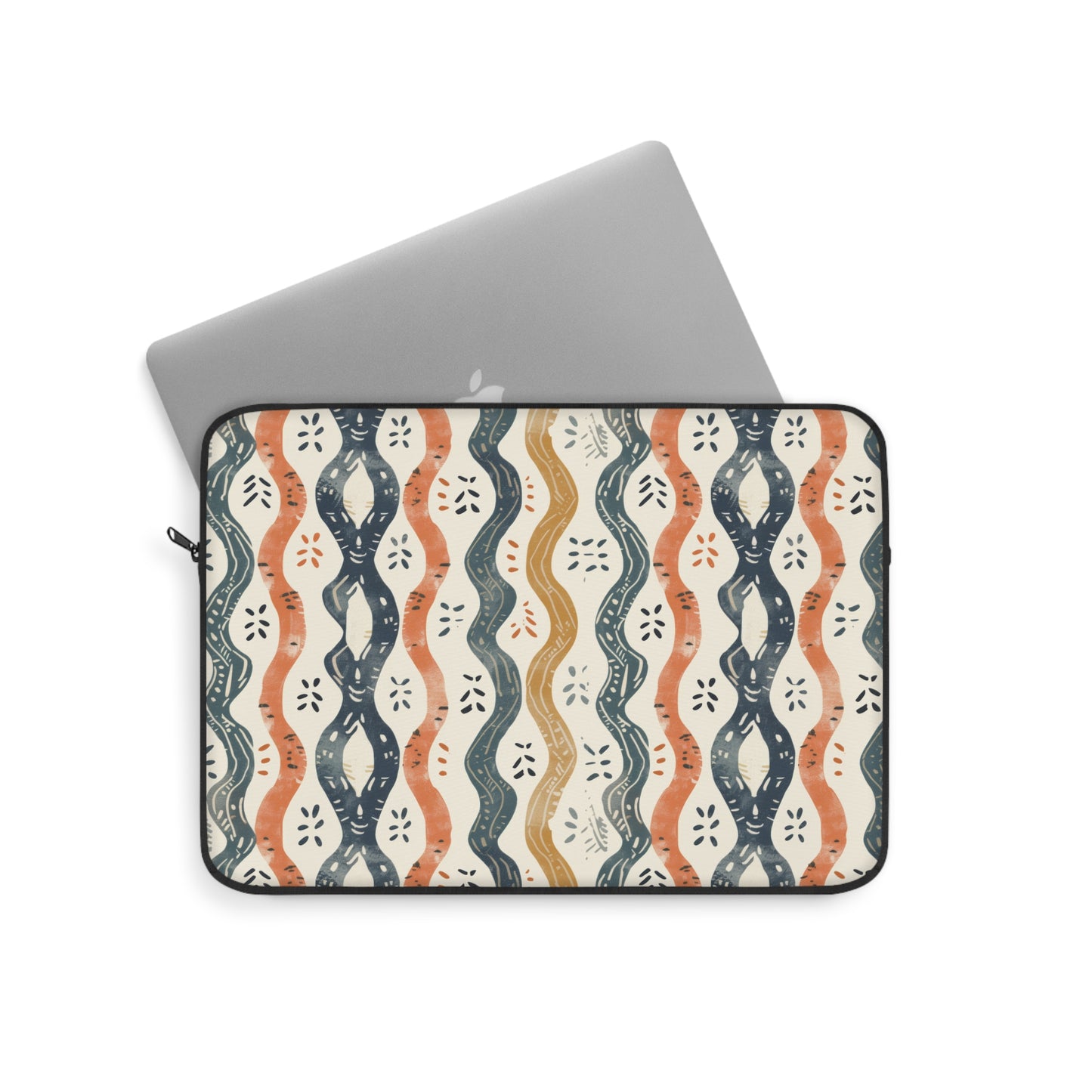 Boho Waves with Earthy Blues Reds and Browns Laptop or Ipad Protective Sleeve 3 Sizes Available