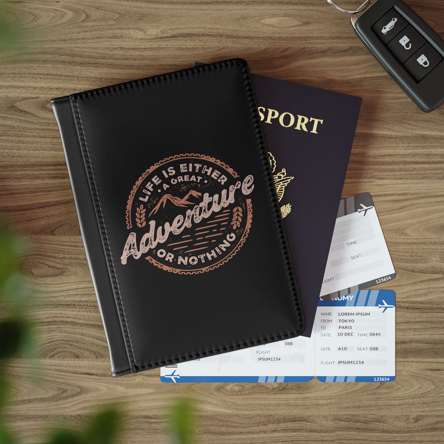 Live is Either a Great Adventure or Nothing - Passport Cover Faux Leather RFID Blocking