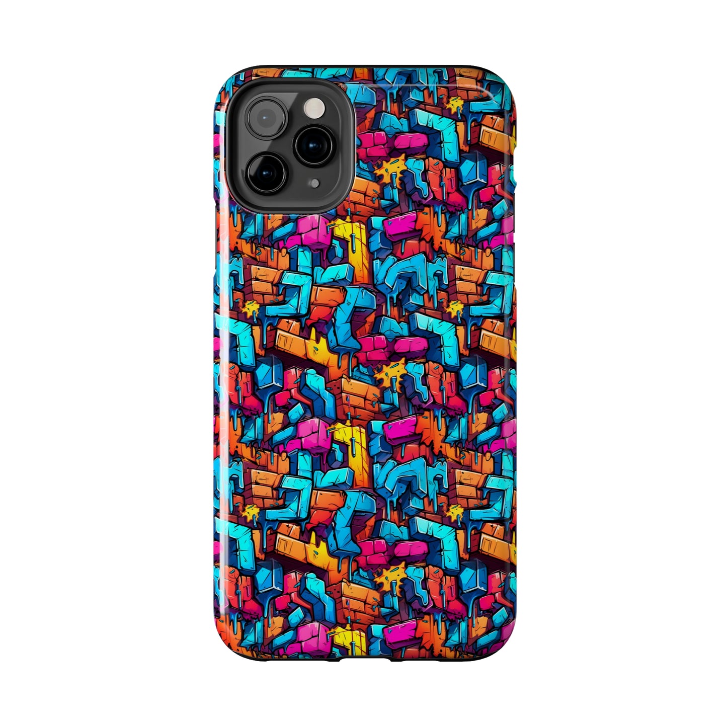 3D Rainbow Colored Graphic Blocks Design Iphone Tough Phone Case